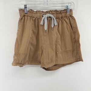 Aerie Womens Small Khaki Utility Paperbag Waist‎ Drawstring Shorts Preppy